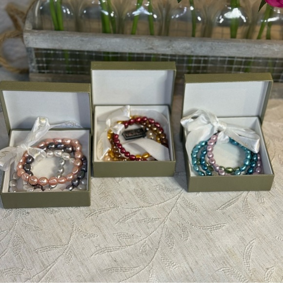 12 Bracelets, 3 piece box set of Honora Freshwater Pearls, 7+mm - Picture 1 of 7